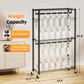 Rolling Clothes Rack, Heavy Duty Garment Racks 3 Tiers Portable Adjustable Wire Shelves With Wheels, Hanging Rods & Side Hooks Metal Freestanding Clothing Wardrobe Closet Black Black Iron