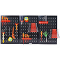 Pegboard Wall Organizer, 4Ft Metal Garage Pegboard Tool Organizer W 3 Pegboards, Drill Bit Rack, Wrench Rack, Hooks Accessories, Wall Mounted Tool Storage Pegboard For Workshop Warehouse, Black Black Metal