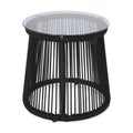 Moonstone Side Table Black Woven Rope