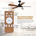 44 Inch Ceiling Fan With Led Light And Remote Control, 6 Speed Modes, 2 Rotating Modes, Timer, Improved Blades Antique Brown Wood