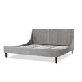 Aspen Vertical Tufted Modern Headboard Platform Bed Set, King, Opal Grey Velvet Box Spring Not Required King Gray Wood Foam Velvet Velvet