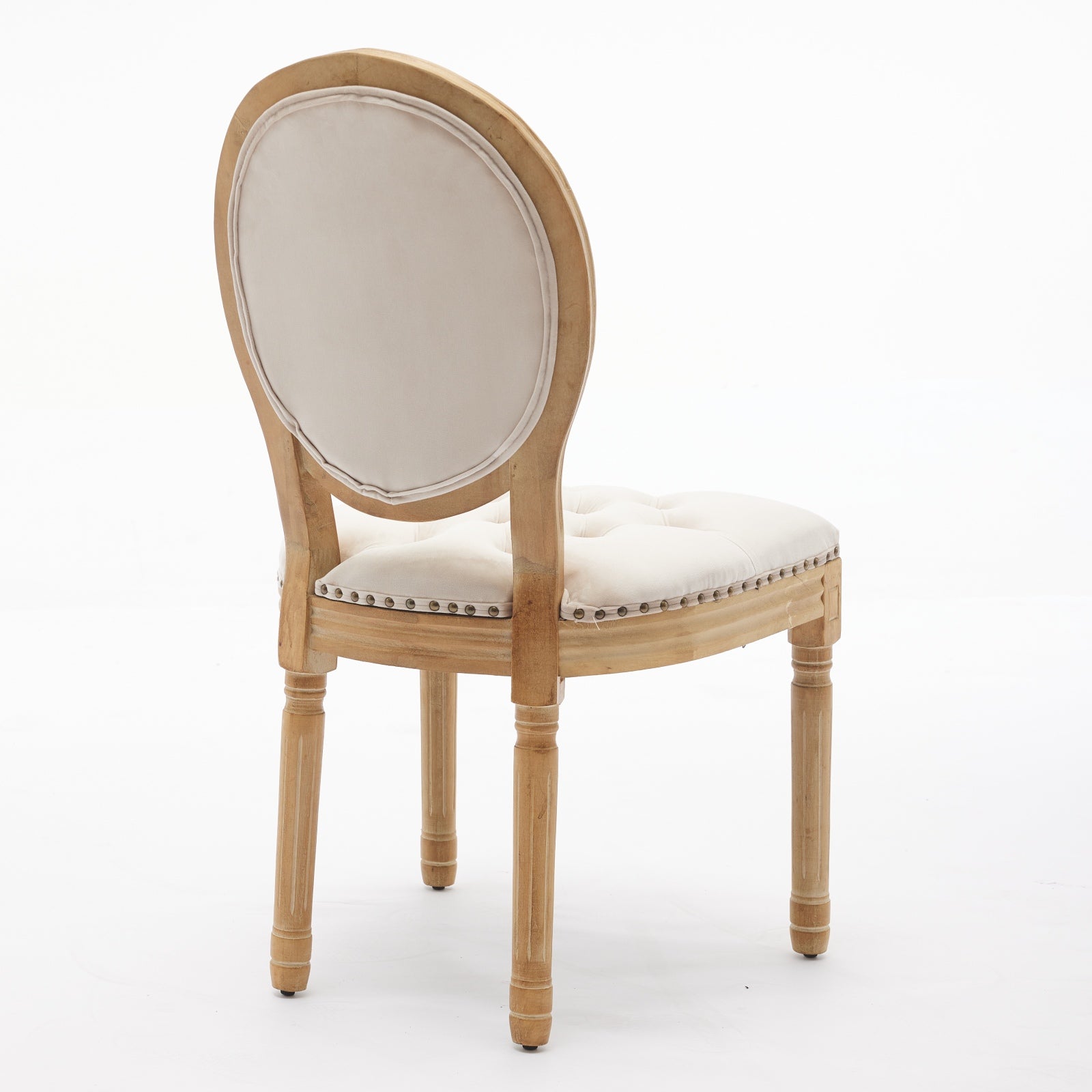 French Style Solid Wood Frame Antique Painting,Hand Pulled Buckle Decoration Velvet Artificial Leather Dining Chair With Trim ,Wood Legs,Steel Spring Inner,Set Of 2,Beige,Sw1739Bg Beige Dining Room American Design Dining Chairs Rubberwood Set Of 2 Foam