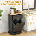 Homcom Kitchen Tilt Out Trash Bin Cabinet Free Standing Recycling Cabinet Trash Can Holder With Drawer, Black Black Mdf