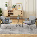 2 Sets 1 Case, Upholstered Hanging Armchair With Arm Pocket Metal Frame, Crushed Foamcushions And Skin Friendly Braid For Living Room And Bedroom. Grey Color Grey Foam Polyester