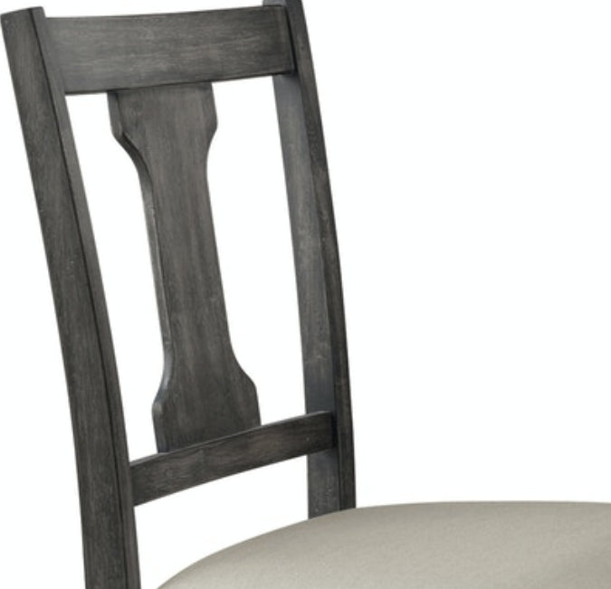 Wallace Tan Linen & Weathered Gray Finish Side Chair Set Of 2 Gray,Tan Linen,Synthetic Wood