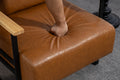 Leather Accent Chair Guest Chair For Living Room, Mid Century Armchair For Bedroom Brown Leather Brown Pu