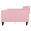 Twin Size Upholstered Tufted Daybed With 4 Support Legs, Pink Box Spring Not Required Twin Pink Wood Bedroom Daybeds Linen Upholstered