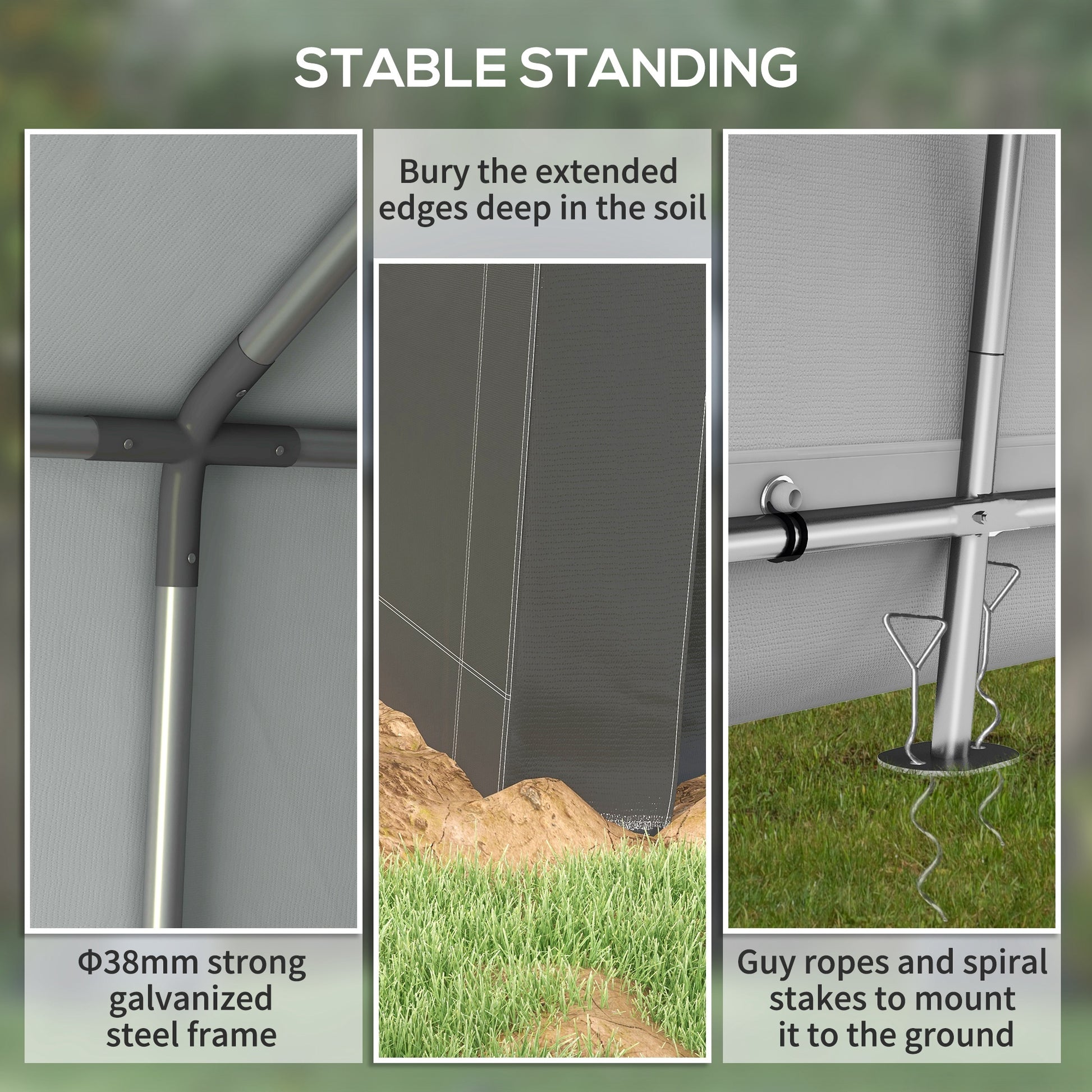 Outsunny 7' X 12' Garden Storage Tent, Heavy Duty Outdoor Shed, Waterproof Portable Shed Storage Shelter With Ventilation Window And Large Door For Bike, Motorcycle, Garden Tools, Gray Gray Steel