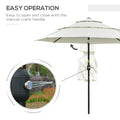 Outsunny 9Ft 3 Tiers Patio Umbrella Outdoor Market Umbrella With Crank, Push Button Tilt For Deck, Backyard And Lawn, Beige Beige Polyester