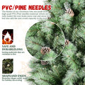 9Ft Scotch Pine Christmas Tree, Premium Frosted Pre Decorated Artificial Holiday Decor W 2,518 Branch Tips, Xmas Trees For Holiday Party Decoration Green Polyvinyl Chloride