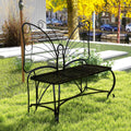 Butterfly Cast Metal Garden Bench, Outdoor Bench Patio Seat, Park Bench Outdoor Seating For Garden, Yard, Park, Entryway Black Garden & Outdoor 2 Person Seating Group Metal