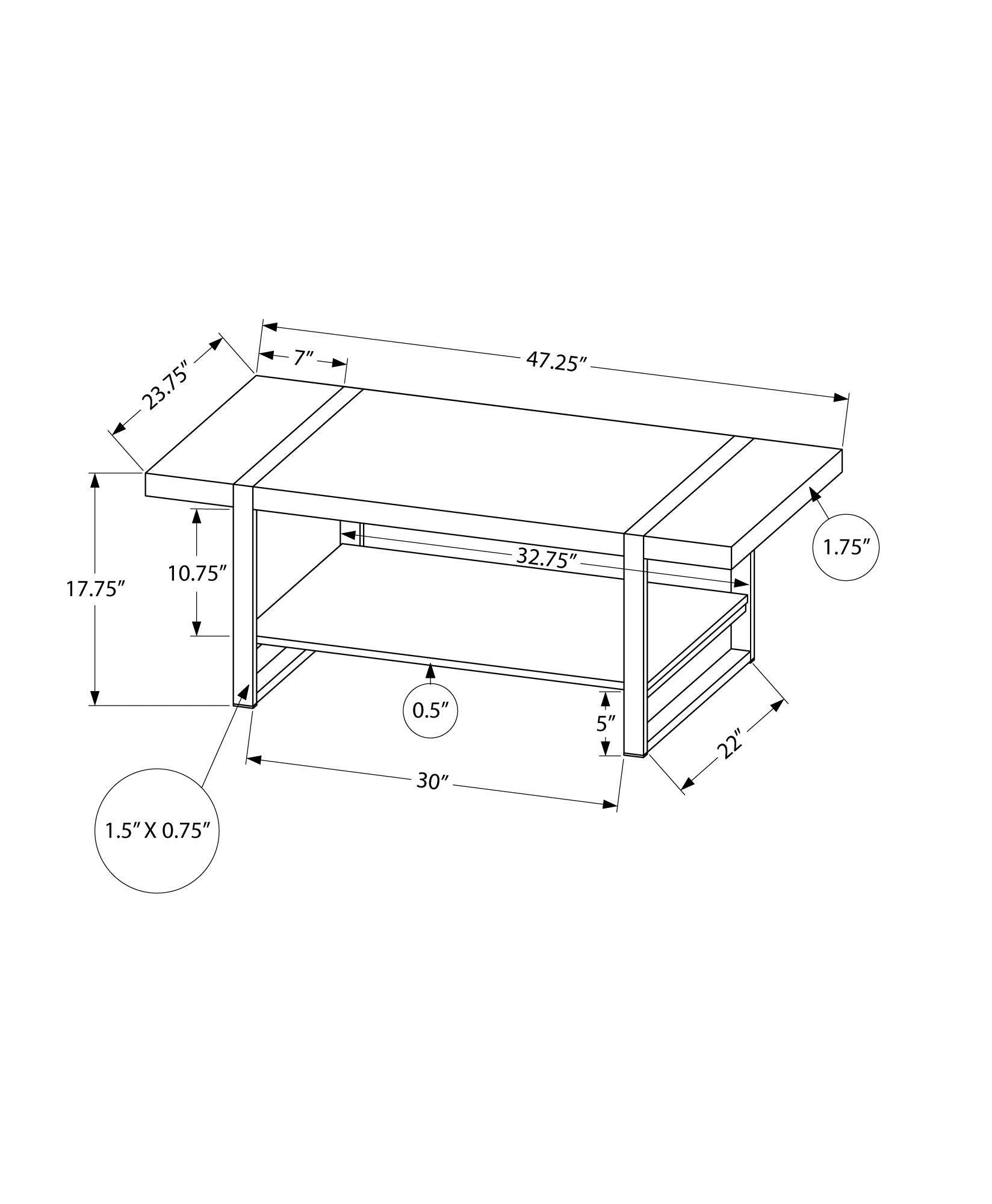 Coffee Table, Accent, Cocktail, Rectangular, Living Room, 48"L, Black Laminate, Black Metal, Contemporary, Modern Black Mdf