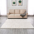 Luxury Machine Washable White Geometric Abstract Gold Gilded Chinchilla Faux Fur Area Rug White Gold Polyester