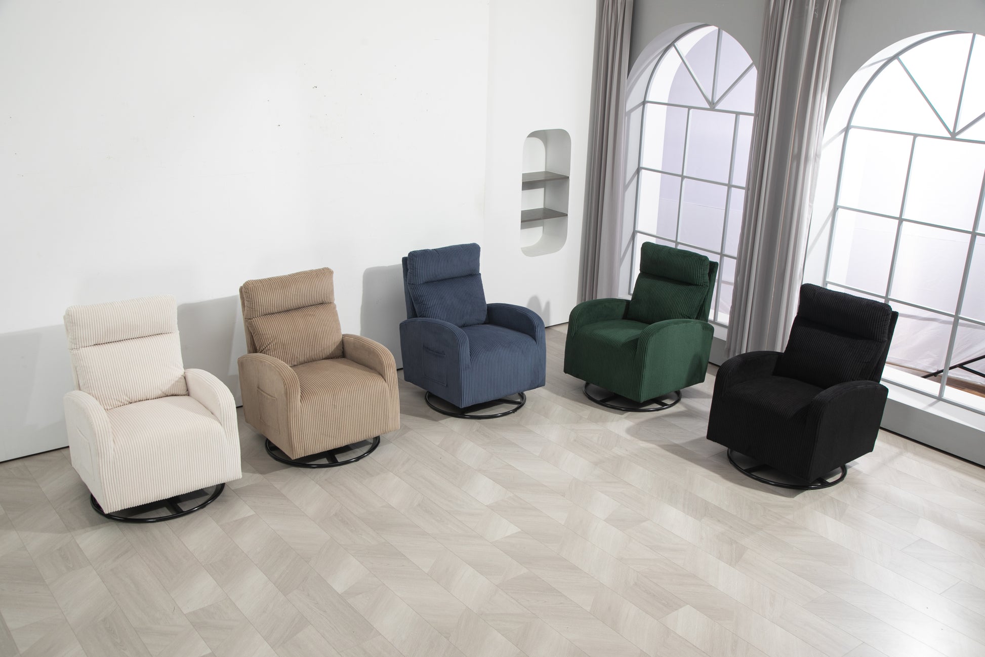 Jiada Upholstered Swivel Glider.Flannel Fabric.Rocking Chair For Nursery In Black.Modern Style One Left Bag Black Foam Corduroy