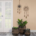 S 3 Bamboo Footed Planters 17 14 10