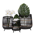 S 3 Bamboo Footed Planters 17 14 10