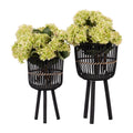 S 2 Bamboo Footed Planters 10 12