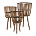 S 3 Bamboo Footed Planters 11 13 15