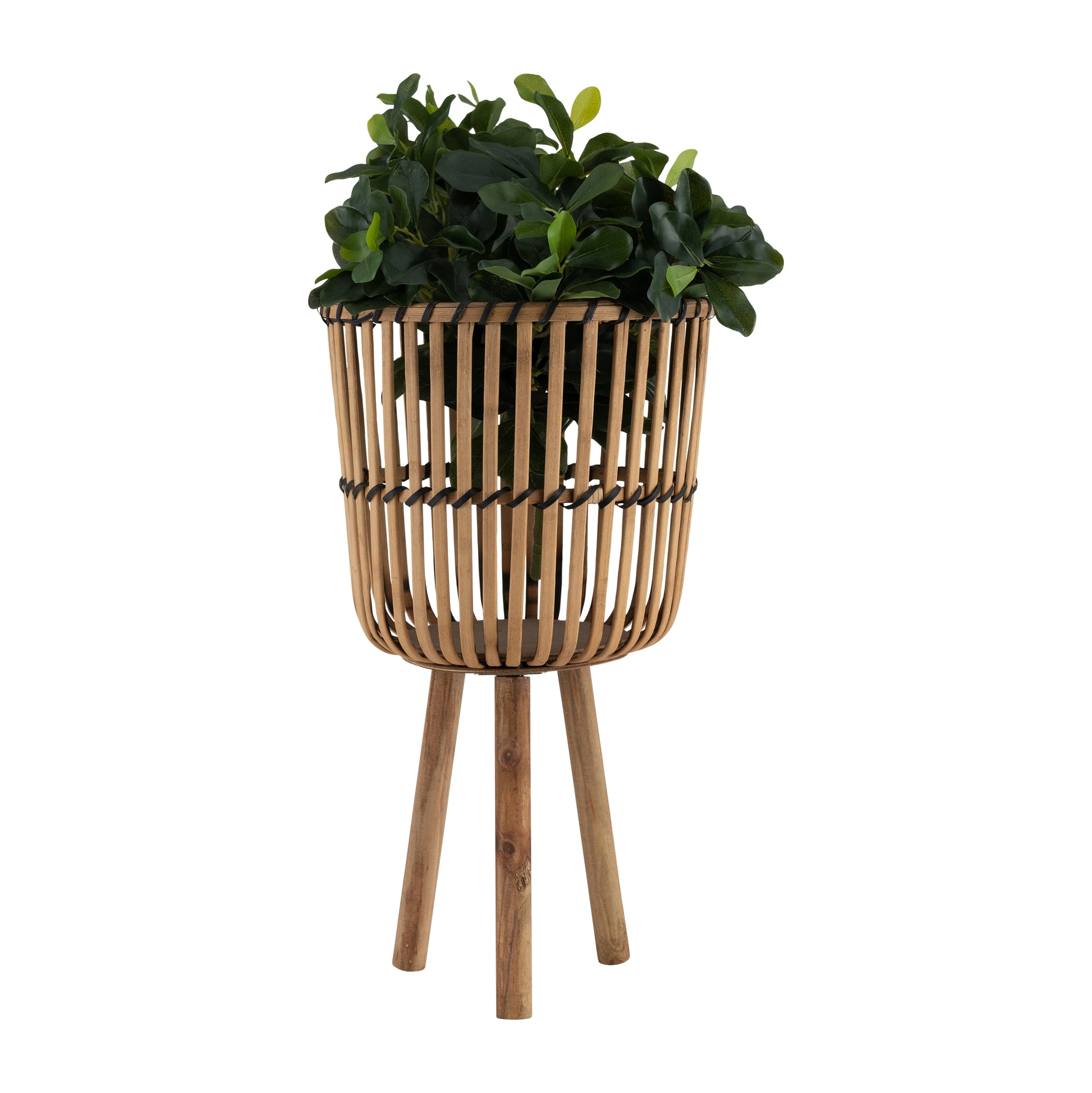 S 3 Bamboo Footed Planters 11 13 15", Natural Brown Bamboo