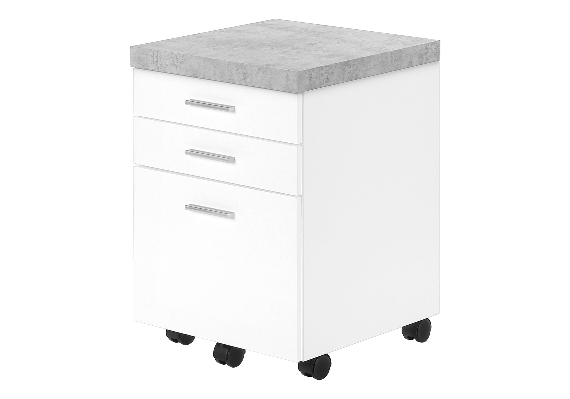 File Cabinet, Rolling Mobile, Storage Drawers, Printer Stand, Office, Work, White And Grey Cement Laminate, Contemporary, Modern White Particle Board