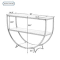 Rustic Industrial Design Demilune Shape Textured Metal Distressed Wood Console Table Dark Brown Dark Brown Mdf