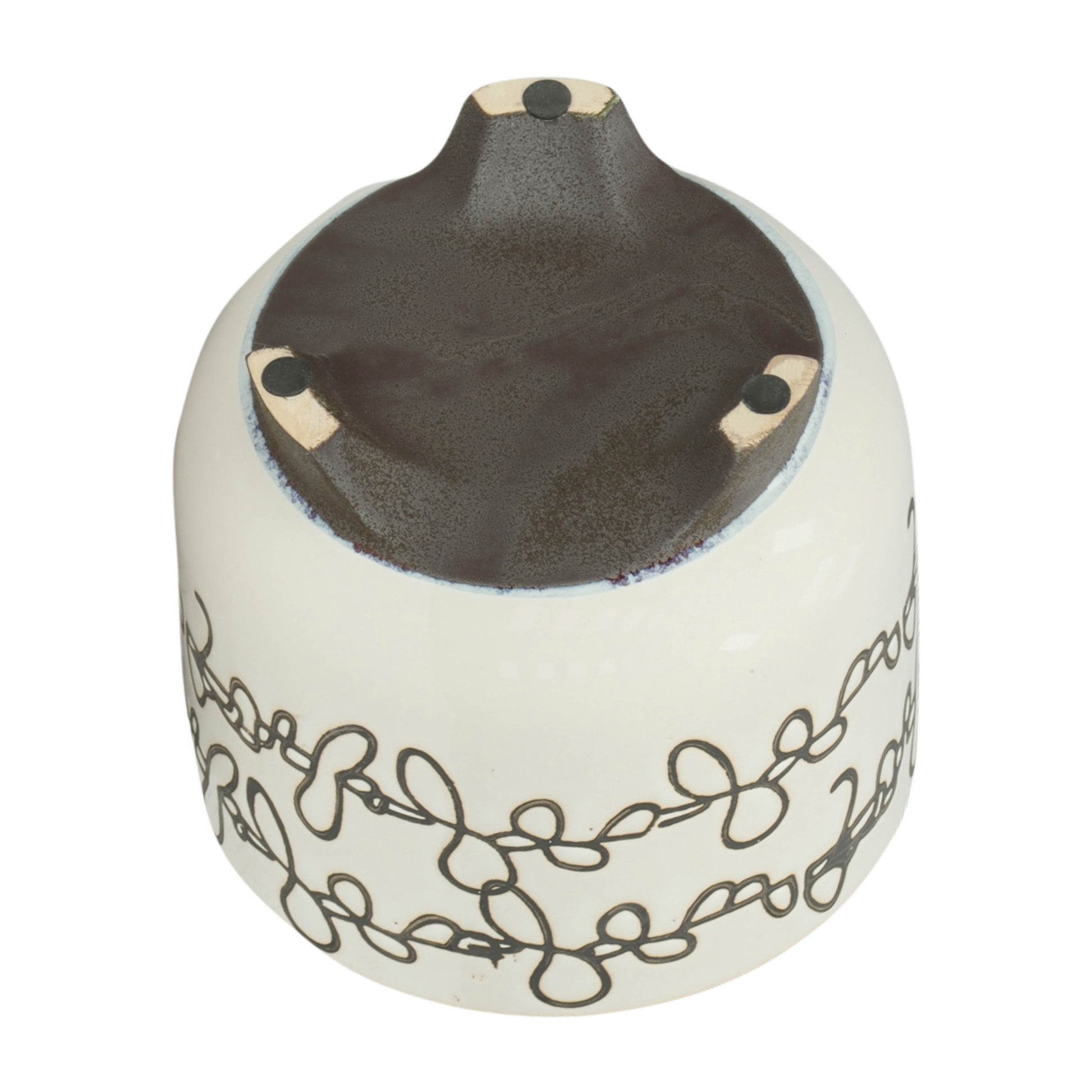 S 2 Ceramic 6 8" Scribble Footed Planter, Beige Beige Ceramic