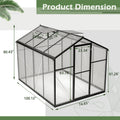 6X8 Ft Greenhouse For Outdoors, Polycarbonate Greenhouse With Quick Setup Structure And Roof Vent, Aluminum Large Walk In Greenhouse For Outside Garden Backyard, Black Black Aluminium