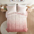 Ombre Shaggy Long Fur Comforter Mini Set Queen Blush Polyester