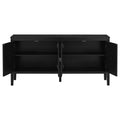 Four Door Sideboard With Geometric Line Patterns And Vintage Metal Handles For Timeless Elegance,Suitable For Living Rooms, Entrance And Study Rooms Black Primary Living Space American Design Mdf