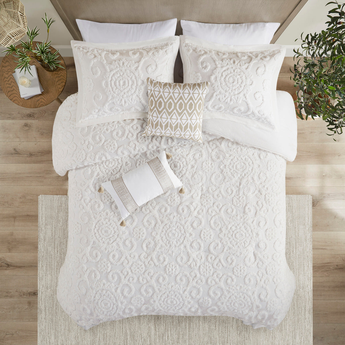 Comforter Mini Set Ivory Full Queen Full Ivory Cotton
