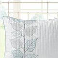 6 Piece Embroidered Quilt Set With Throw Pillows Blue Full Queen Full White Blue Cotton