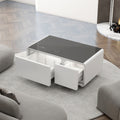 Modern Smart Coffee Table With Built In Fridge, Bluetooth Speaker, Wireless Charging, Touch Control Panel, Usb Ports, Outlet Protection, Atmosphere Light, Black Black White Built In Outlets Or Usb Primary Living Space Freestanding Rectangular Drawers