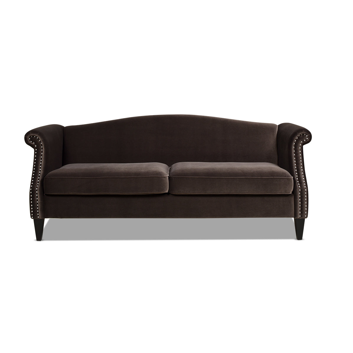 Elaine Camel Back Sofa Accents, Deep Brown Performance Velvet Brown Foam Velvet 3 Seat