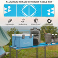 Outsunny 8Ft Portable Beer Pong Table With Adjustable Legs, Folding Camping Table, Aluminum Picnic Table, For Party, Travel, Bbq, Beach, Blue And White Blue Aluminum