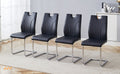 Black Pu Dining Chair Set.Uniquely Designed Black Dining Chairs. Pu Material, Paired With Silver Metal Chair Legs. Suitable For Offices, Restaurants, Kitchens, Conference Rooms, Etc. Set Of 6 Black