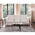 Modern Leather Metal Leg Sofa White Leather 3 Seat