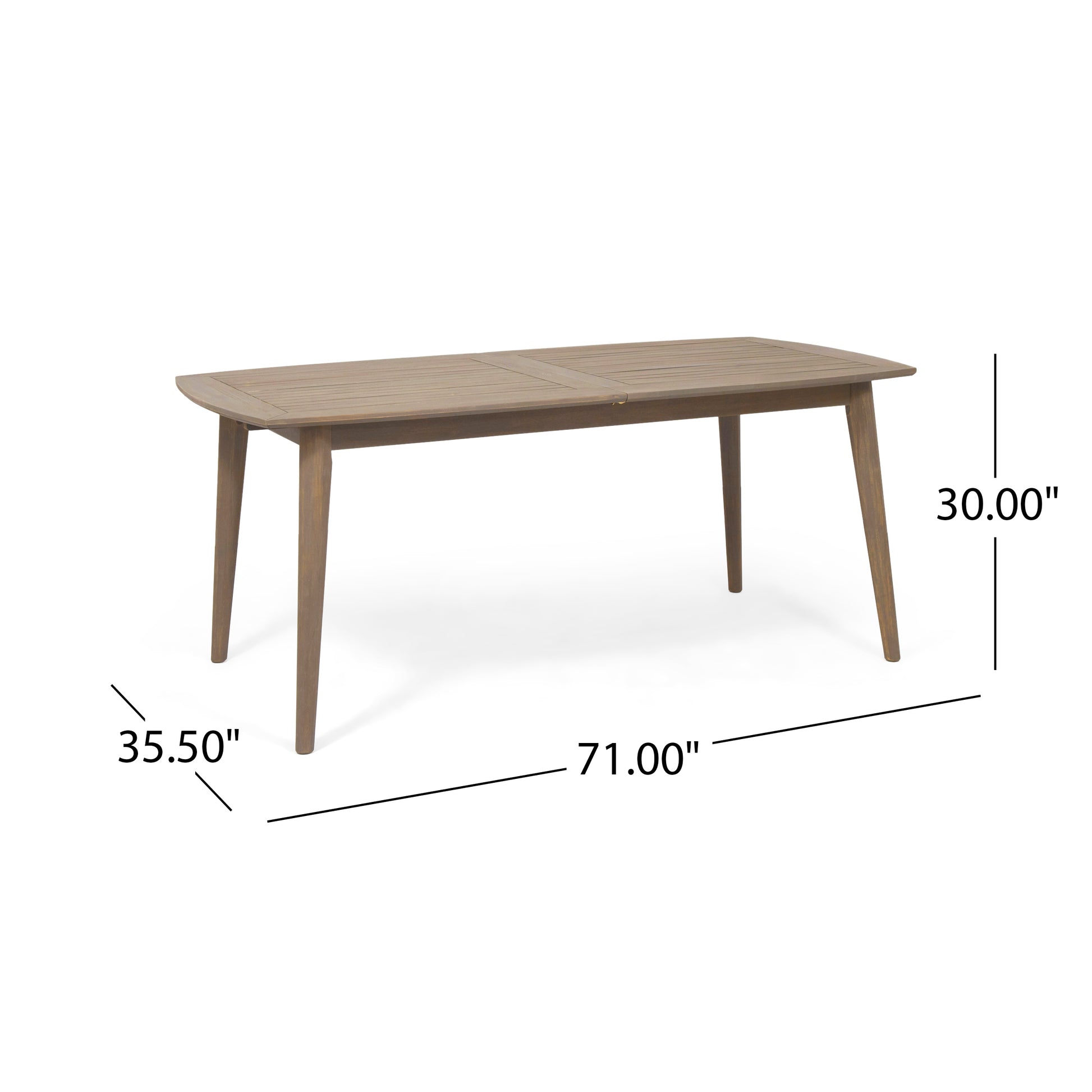 Outdoor Acacia Wood Expandable Dining Table, Gray Grey Acacia Wood