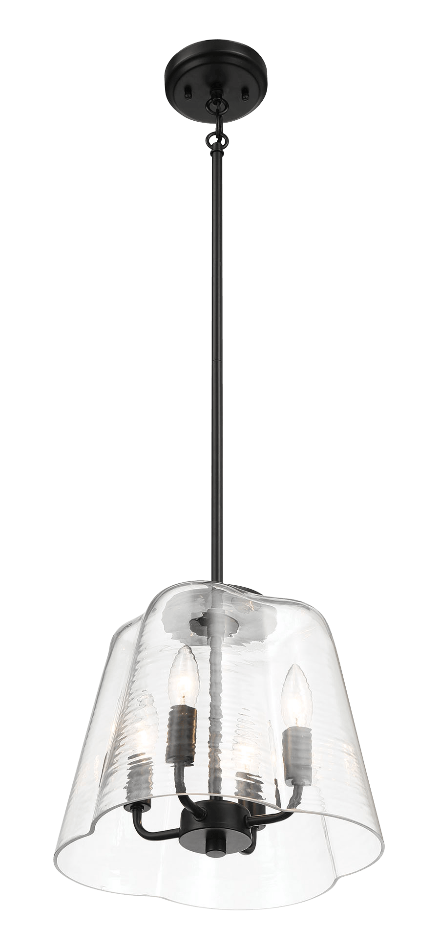 Soiree Four Candle Lights Pendant With Clear Glass Black Finish Black,Clear Ceiling Lights Glass,Metal