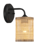 Reef Single Lights Wall Sconce With Natural Rattan Shade Rustic Wicker Wall Light Black,Rattan Metal,Rattan