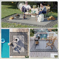 Outsunny Reversible Outdoor Rug, 9' X 12' Waterproof Plastic Straw Floor Mat, Portable Rv Camping Carpet, Large Floor Mat For Backyard, Deck, Picnic, Beach, Black & Gray Border Black Grey Plastic