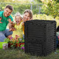 Outsunny Garden Compost Bin 80 Gallon Outdoor Large Capacity Composter Fast Create Fertile Soil Aerating Box, Easy Assembly, Black Black Plastic