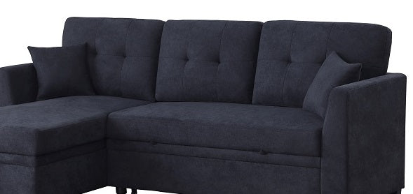 Sectional Sofa Bed, Dark Blue Dark Blue Wood Fabric 4 Seat