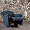 Glider Recliner With Swivel Navy Blue Fabric