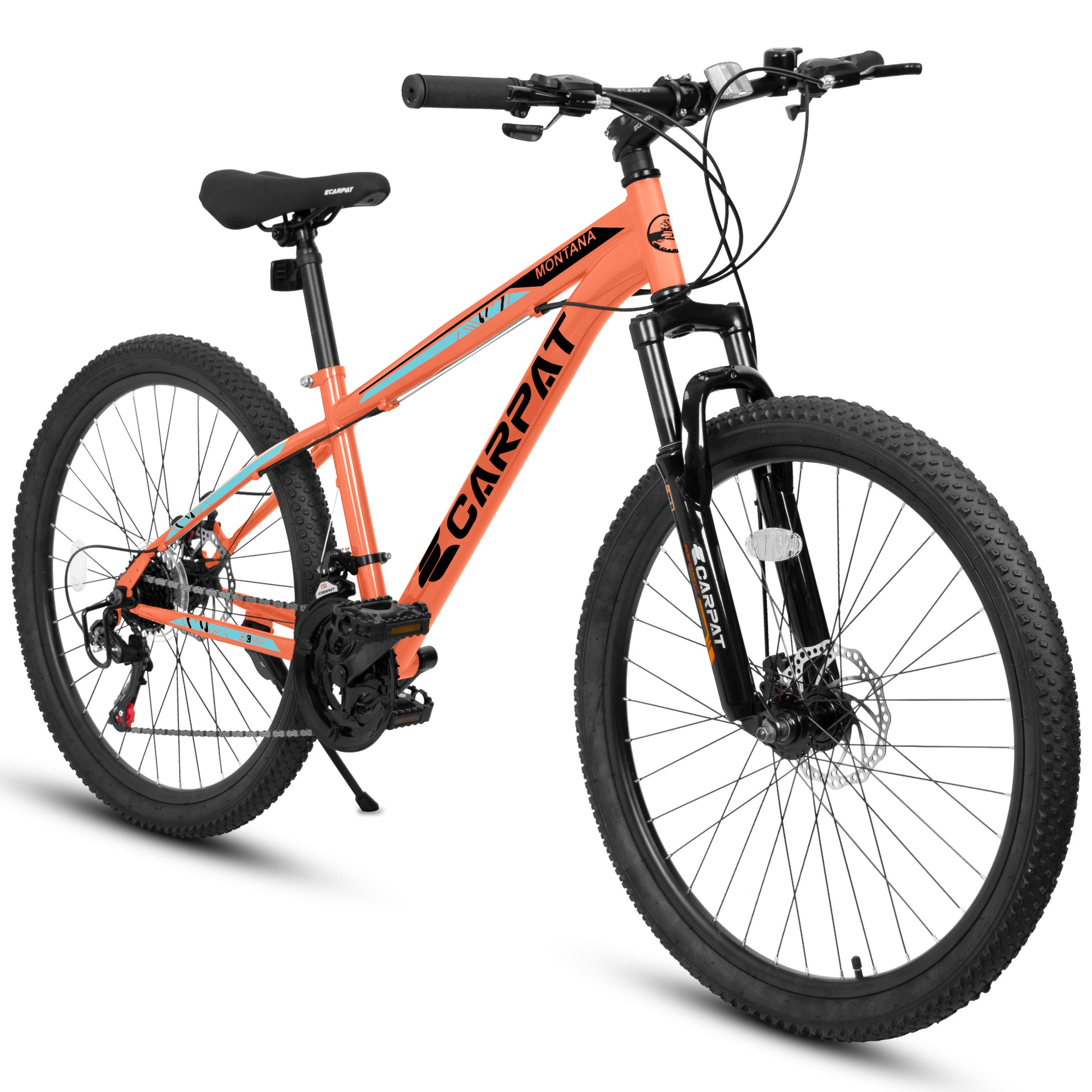 A2610 26 Inch Mountain Bike 21 Speeds, Suspension Fork, Steel Frame Disc Brake For Men Women Mens Bicycle Adlut Bike Cycling Orange Without Anti Slip Garden & Outdoor American Design Multifunctional Steel