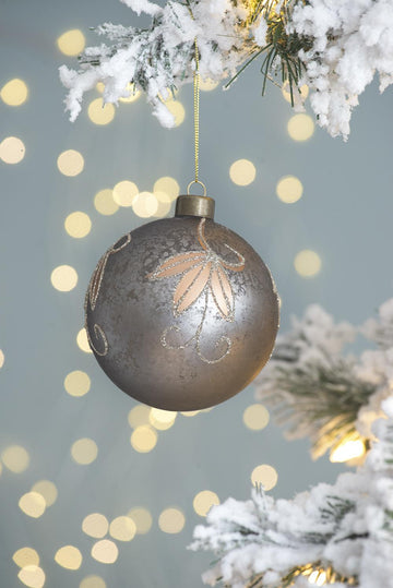 D4.7" Christmas Ball Ornaments, Glass Decorative Hanging Ball Christmas Tree Ornaments For Holiday Party Decorations, Set Of 4 Silver Glass