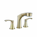 Widespread Pull Out Sprayer Bathroom Faucet, 2 Handle Bathroom Sink Faucet Two Brushed Gold Pull Out Deck Mounted Widespread Faucets Gold Stainless Steel