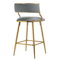 Set Of 2,26'' Counter Height Bar Stools Corduroy Kitchen Island Counter Bar Stool With Back,Golden Chromed Base And Footrest Grey Grey Kitchen Modern Foam Corduroy