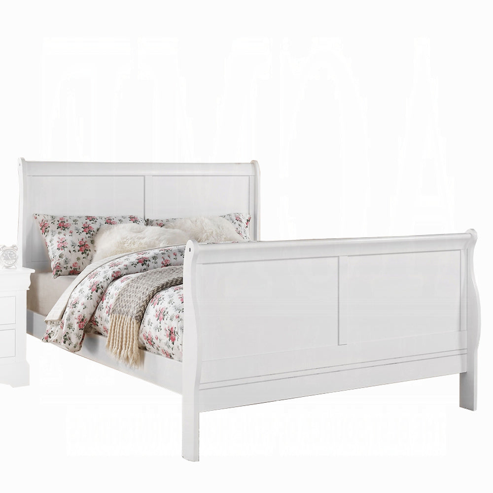 White Queen Bed Box Spring Required Queen White Wood White Traditional Sleigh Wood