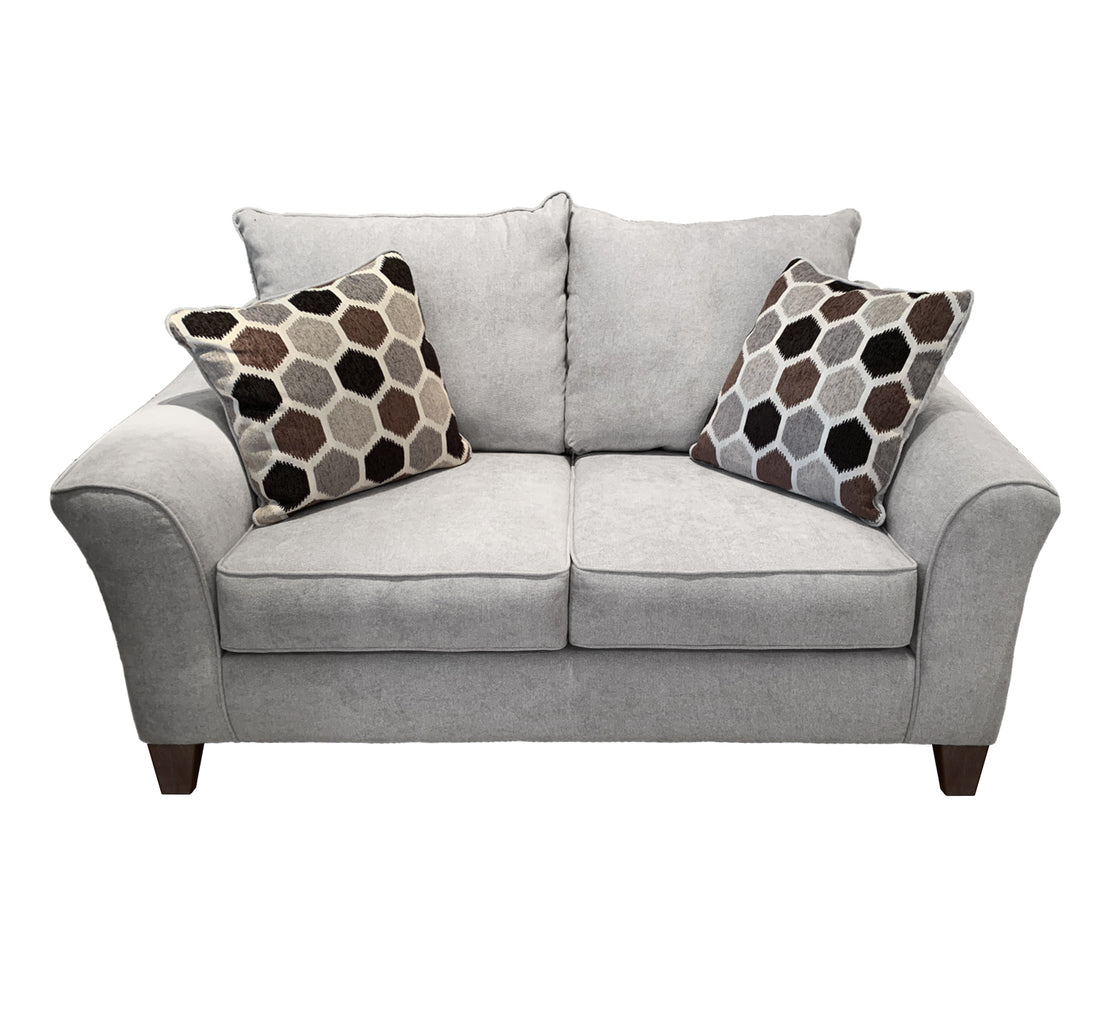 Camero Fabric Pillowback Loveseat Gray Silver Espresso Polyester Wood Primary Living Space Medium Firm Pillow Back Flared Arms Polyester