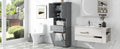 Tall Bathroom Cabinet With Laundry Basket, Large Storage Space Tilt Out Laundry Hamper And Upper Storage Cabinet, Grey Grey Mdf